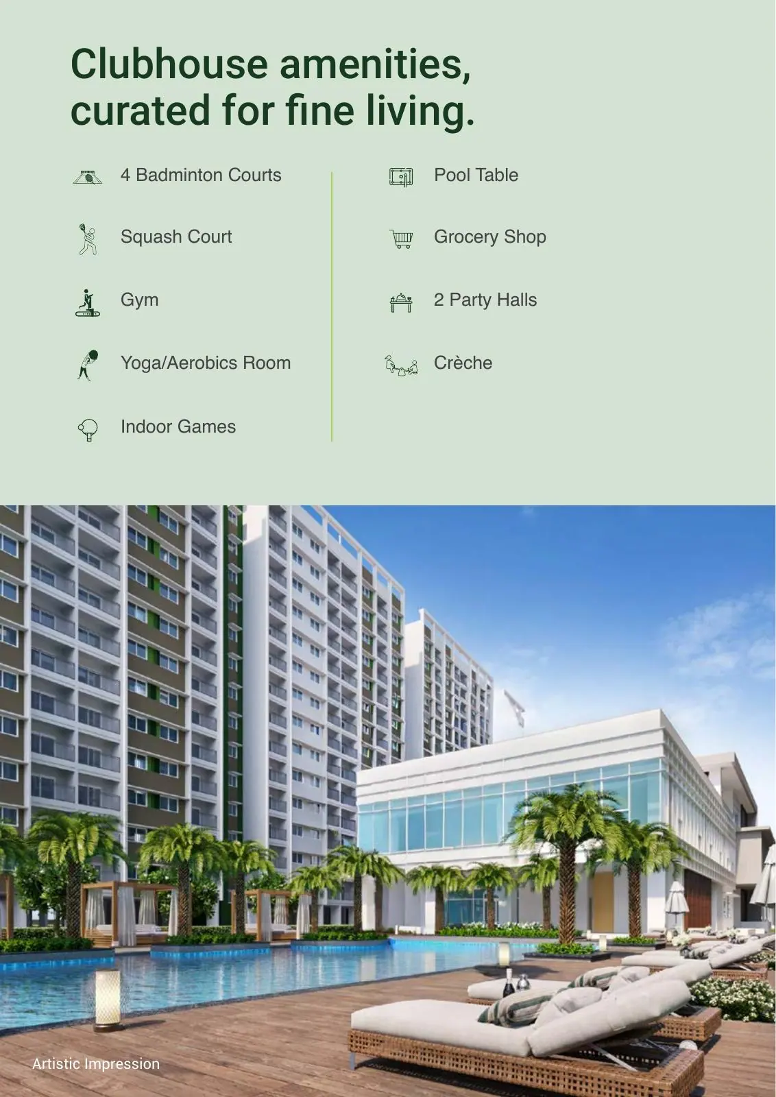Clubhouse and pool render from the Parkland Phase 2 brochure