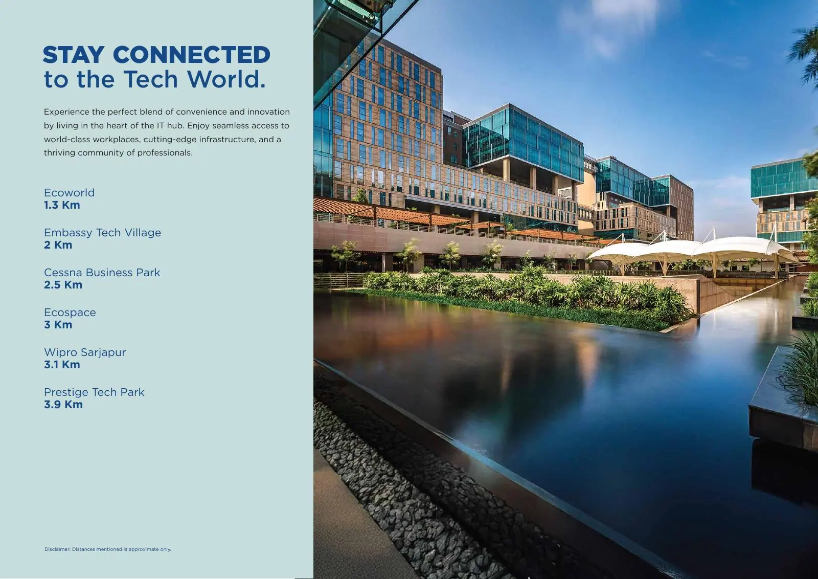 Brochure page on tech-park connectivity near Adarsh Rosewood