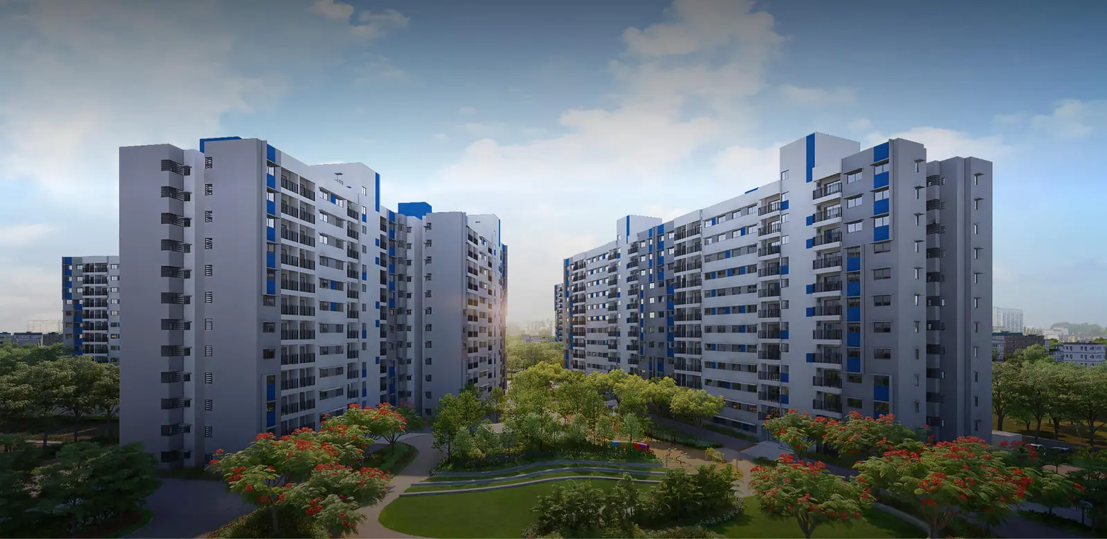 Adarsh Tropica towers across the landscaped park