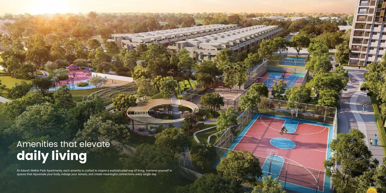 Sports courts and lawns at Adarsh Welkin Park