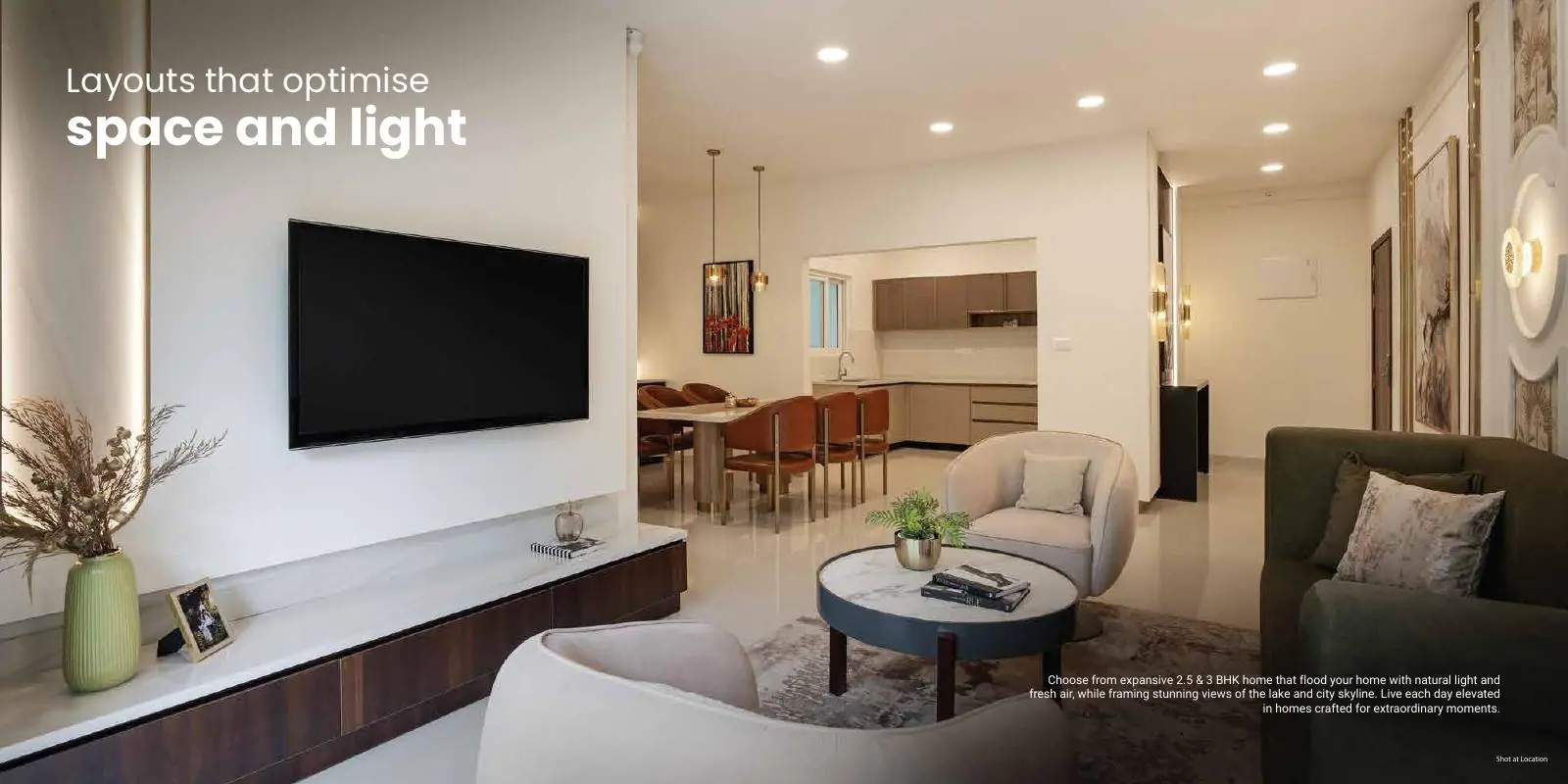 Apartment living room render at Adarsh Welkin Park